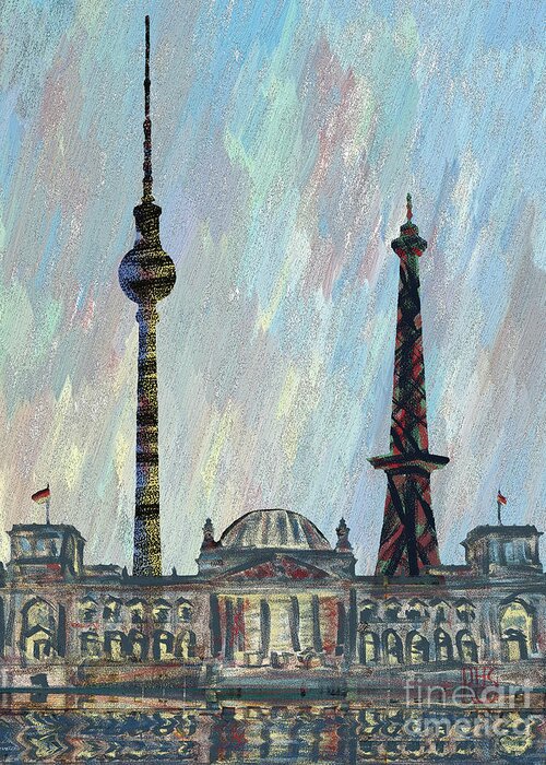 Berlin Greeting Card featuring the painting Berlin - Monuments by Horst Rosenberger