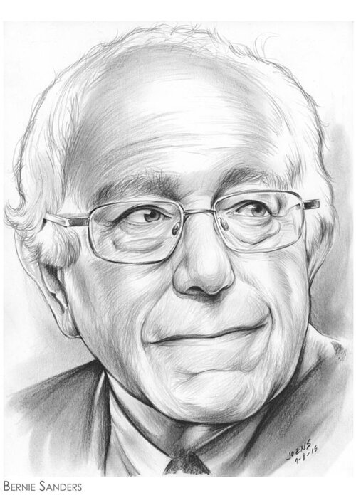 Bernie Sanders Greeting Card featuring the drawing Bernie Sanders by Greg Joens