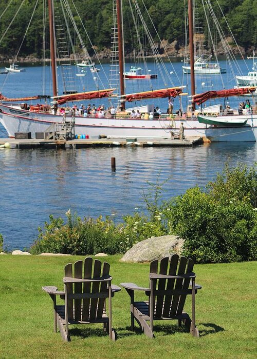 Bar Harbor Greeting Card featuring the photograph Best Seats In Bar Harbor Maine by Living Color Photography Lorraine Lynch