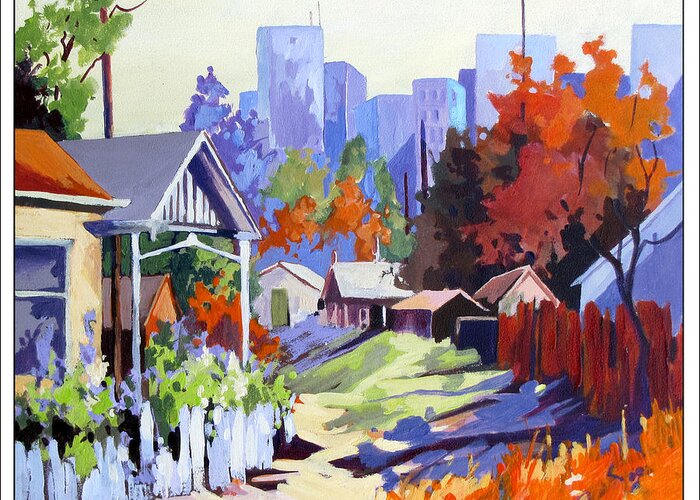 Landscape Greeting Card featuring the painting Beyond The City Limits by Rae Andrews