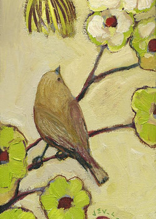 Bird Greeting Card featuring the painting Beyond the Dogwood Tree by Jennifer Lommers