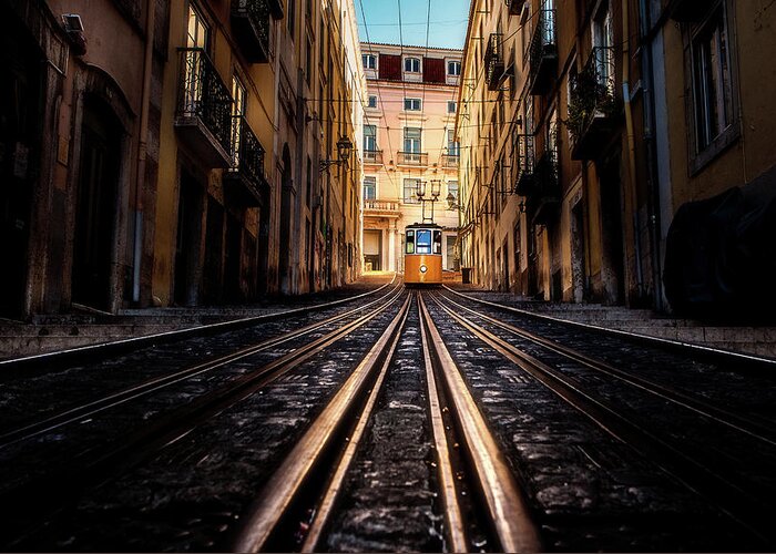 Lisbon Greeting Card featuring the photograph Bica by Jorge Maia