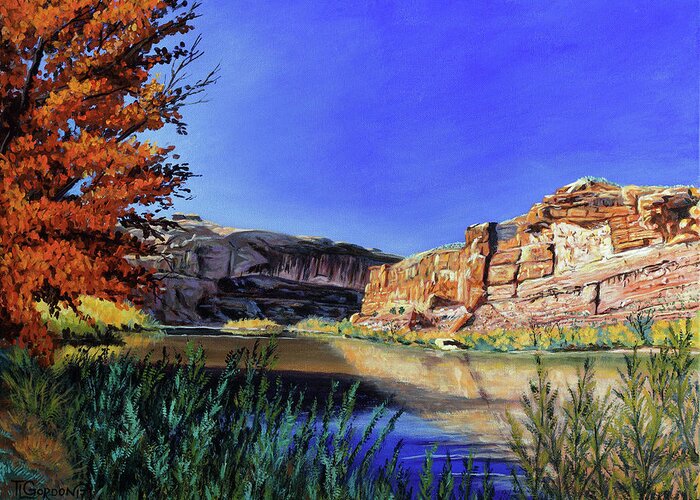 T L Greeting Card featuring the painting Big Bend on the Colorado by Timithy L Gordon