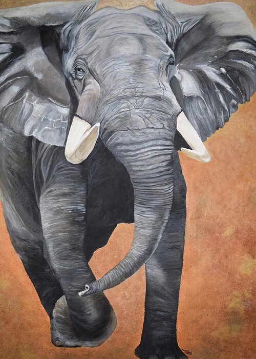 African Elephant Greeting Card featuring the painting Big Boy by Toni Willey