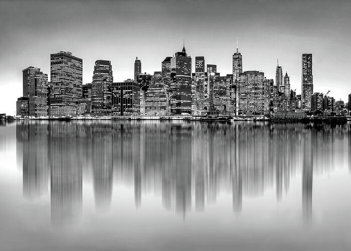 Manhattan Skyline Greeting Card featuring the photograph Big City Reflections by Az Jackson