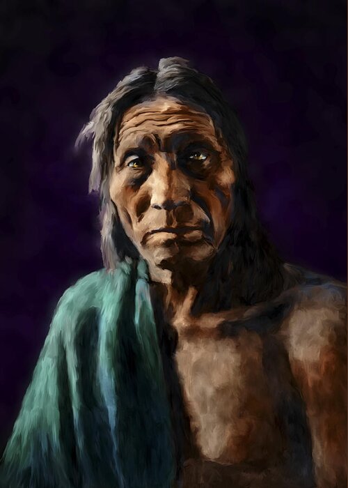 Native Greeting Card featuring the painting Big Head by Rick Mosher