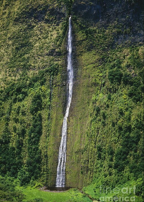 Active Greeting Card featuring the photograph Big Island Waterfall by Greg Vaughn - Printscapes