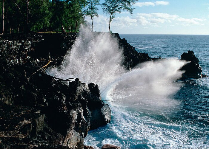 Water Greeting Card featuring the photograph Big Island waves by Gary Cloud