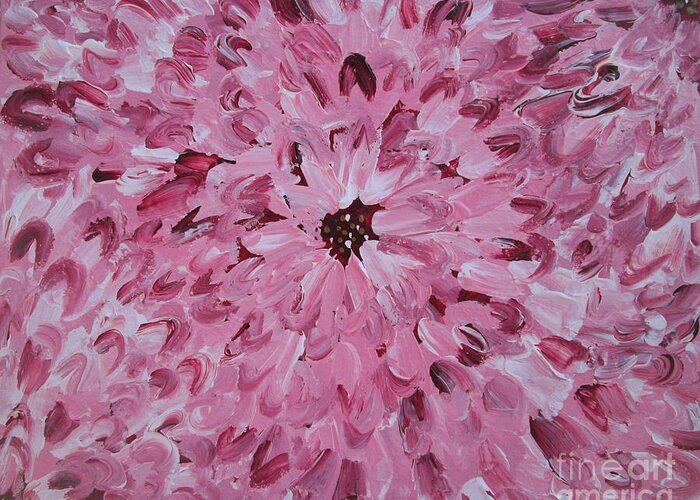 Roses Greeting Card featuring the painting Big Pink Jazz by Jennylynd James