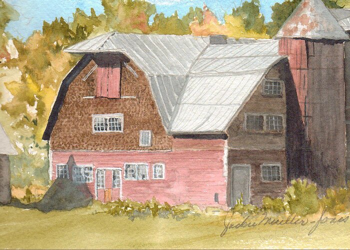 Barn Greeting Card featuring the painting Big Red by Jackie Mueller-Jones