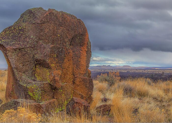 Landscape Greeting Card featuring the photograph Big Rock at Lava Beds by Marc Crumpler