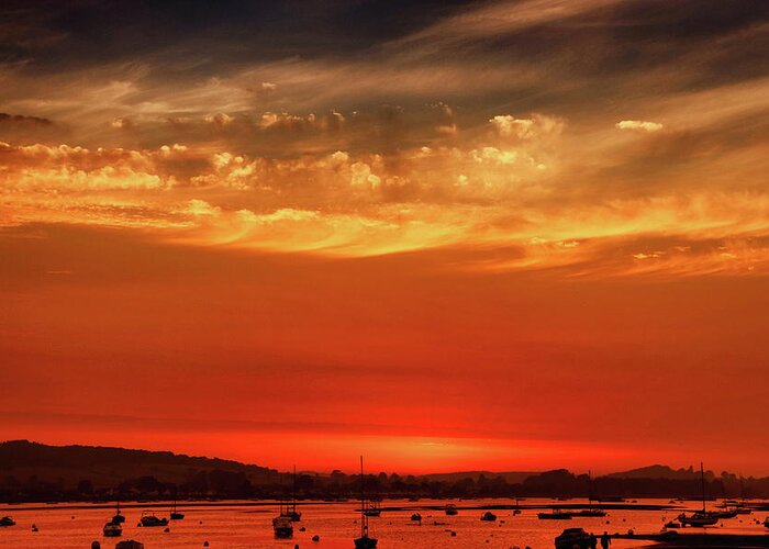 Sunset Greeting Card featuring the photograph Big Sky at the Estuary by Jeff Townsend