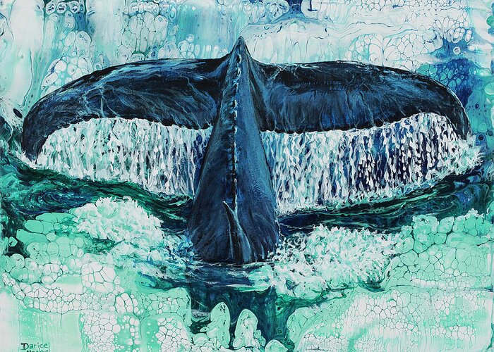 Whale Greeting Card featuring the painting Big Splash On Maui by Darice Machel McGuire