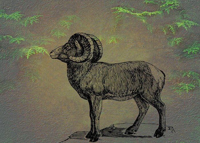 Bighorn Sheep Greeting Card featuring the mixed media Bighorn Sheep by Movie Poster Prints