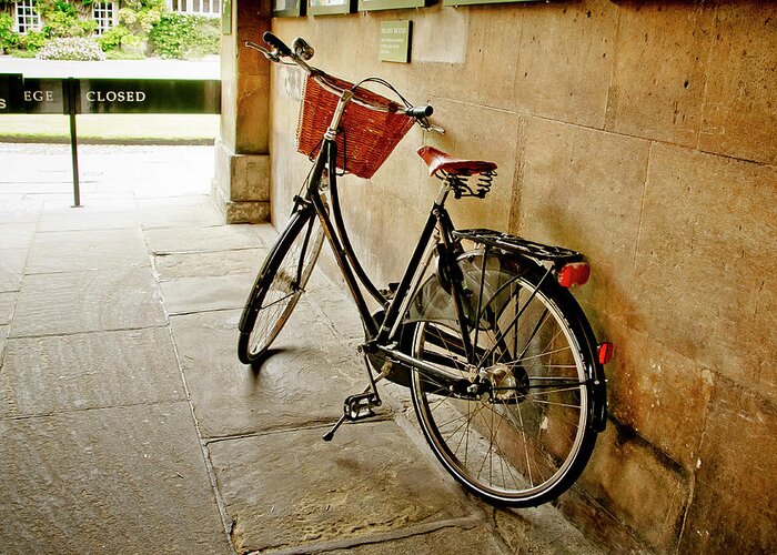 Christ's College Greeting Card featuring the photograph Bike at the school gate. by Elena Perelman