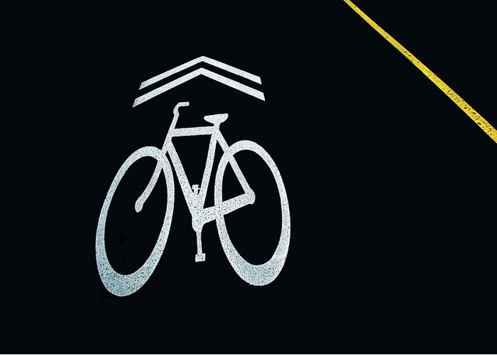 Bike Greeting Card featuring the photograph Bike Lane Symbol and Boundary by Gary Slawsky