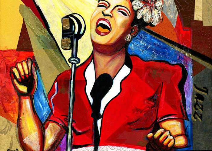 Everett Spruill Greeting Card featuring the painting Billie Holiday by Everett Spruill