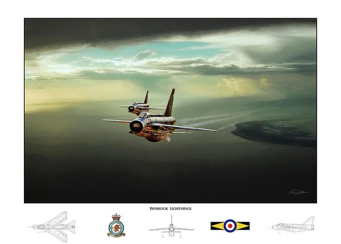 Aviation Greeting Card featuring the digital art Binbrook Lightnings V2 by Peter Chilelli