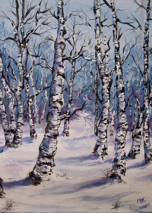 Birch Trees Greeting Card featuring the painting Birch Forest by Megan Walsh