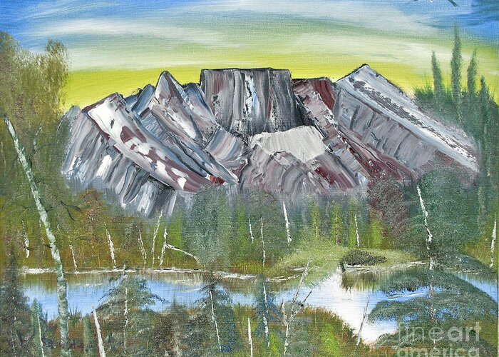 Oil On Canvas Greeting Card featuring the painting Birch Mountains by Joseph Summa