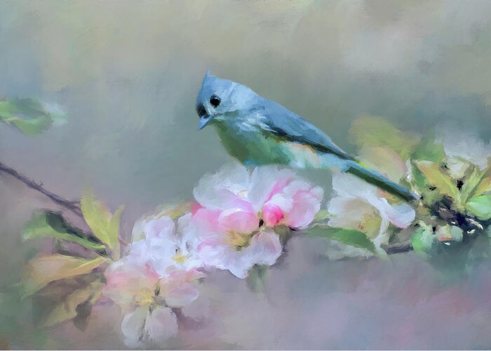 Bird Greeting Card featuring the photograph Bird and Blossoms by Cathy Kovarik