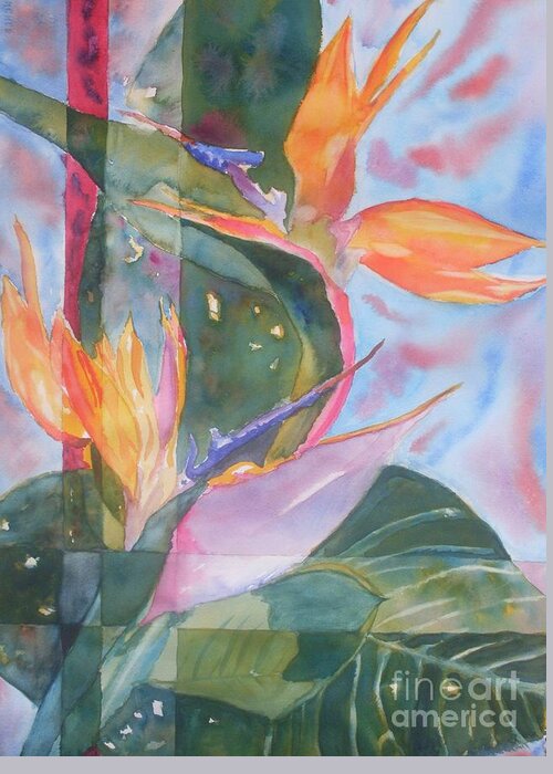 Bird Of Paradise Greeting Card featuring the painting Bird of Paradise Abstract by Warren Thompson