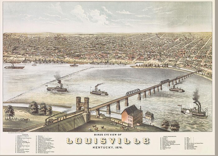 Louisville, Kentucky 1876 Fleece Blanket by Vintage Places