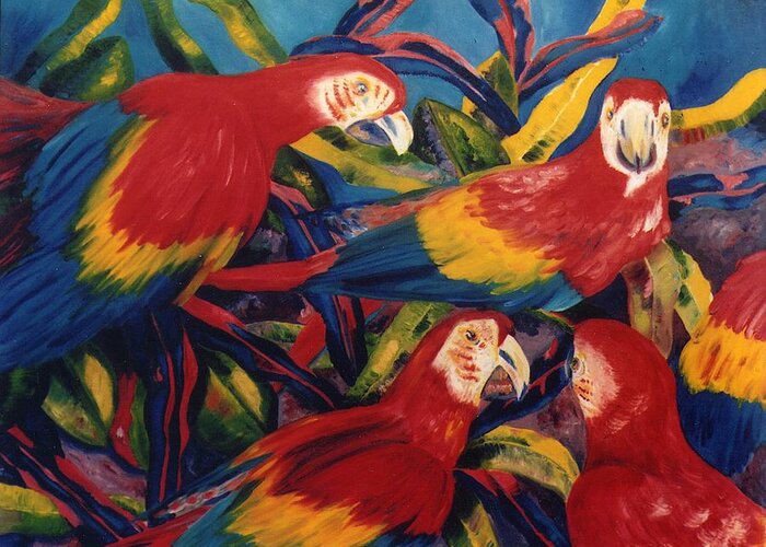 Birds Greeting Card featuring the painting Birds in the Wild by Lisa Boyd