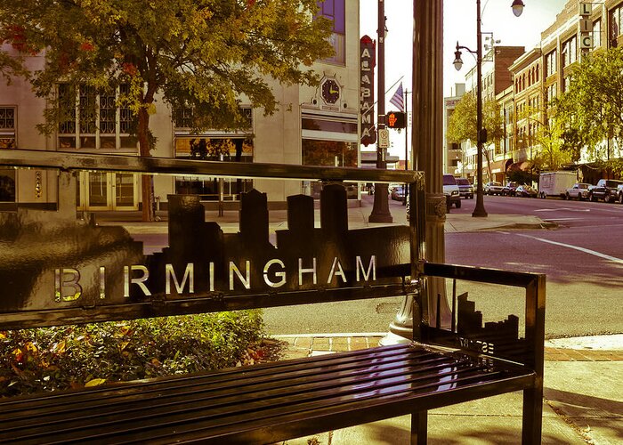 Birmingham Greeting Card featuring the photograph Birmingham Bench by Just Birmingham