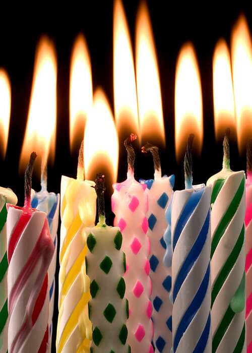 Flame Greeting Card featuring the photograph Birthday candles by Garry Gay