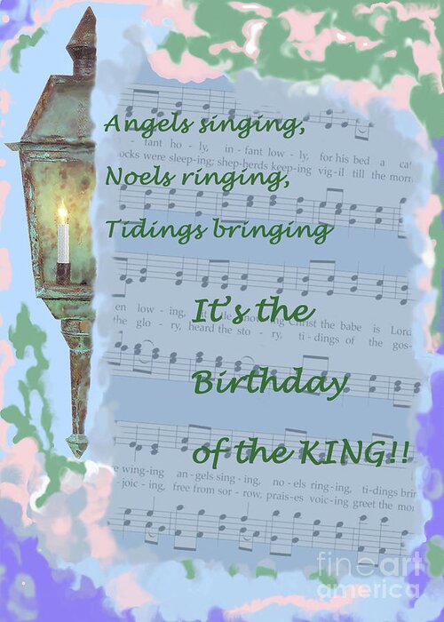 Christmas Greeting Card featuring the painting Birthday of the King by Sandy McIntire