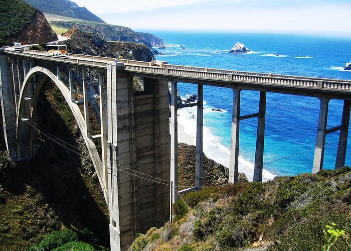 Bixby Bridge Greeting Card featuring the photograph Bixby Bridge on the Pacific at Big Sur by Don Struke