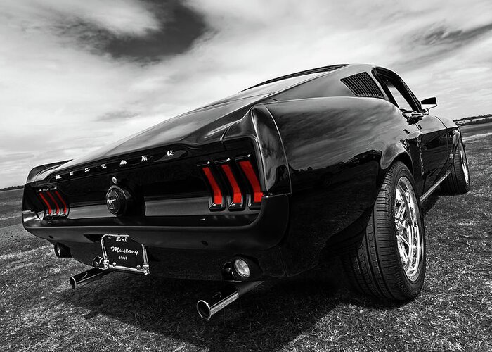 Mustang Greeting Card featuring the photograph Black 1967 Mustang by Gill Billington