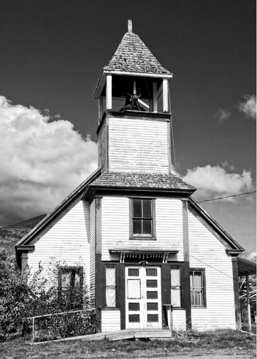 Fall Greeting Card featuring the photograph Black and White Old Country Church by Keith Webber Jr