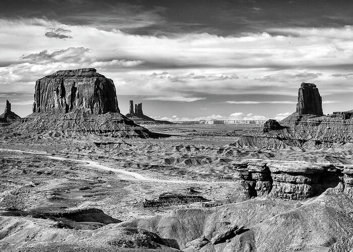 Navajo Tribal Park Greeting Card featuring the photograph Black and White Perspective by Art Cole