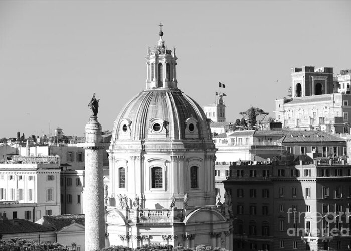 Black And White Greeting Card featuring the photograph Black and White Rooftop in Rome by Stefano Senise