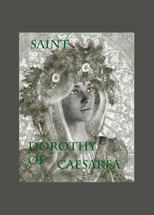 Saint Dorothy Of Caesarea Greeting Card featuring the painting Black and White Saint Dorothy by Suzanne Silvir
