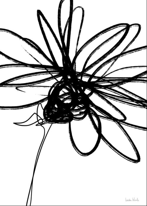 Flowers Greeting Card featuring the drawing Black and White Sketch Flower 4- Art by Linda Woods by Linda Woods