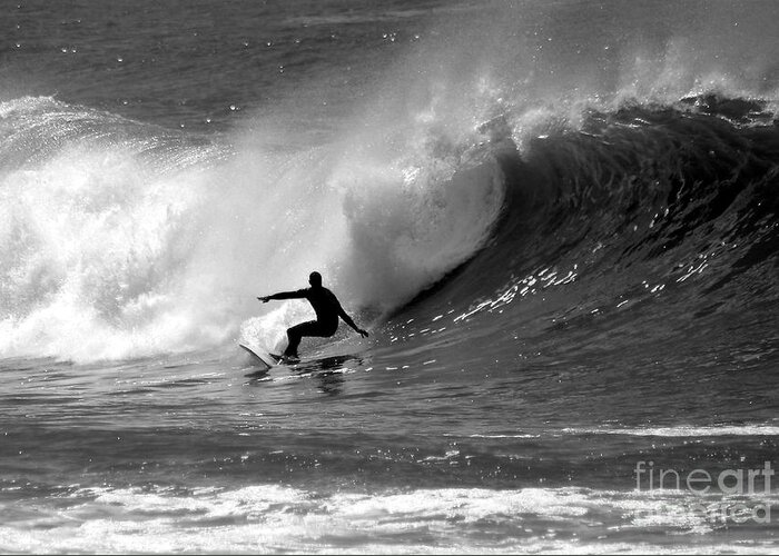 Black And White Greeting Card featuring the photograph Black and White Surfer by Paul Topp