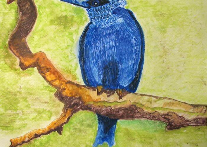 Birds Greeting Card featuring the painting Black as Blue Bird by Patricia Arroyo