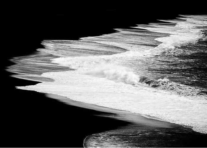 Water Greeting Card featuring the photograph Black beach and the water of the ocean by Matthias Hauser