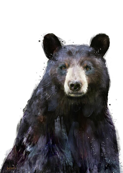 Bear Greeting Card featuring the painting Black Bear by Amy Hamilton