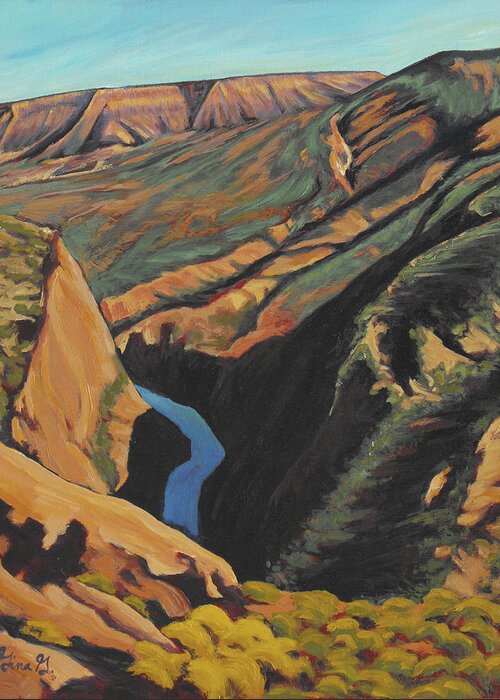Black Canyon Greeting Card featuring the painting Black Canyon Overlook by Gina Grundemann