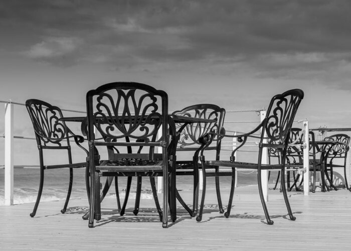 Black Cast Iron Greeting Card featuring the photograph Black Cast Iron Seats by John Williams