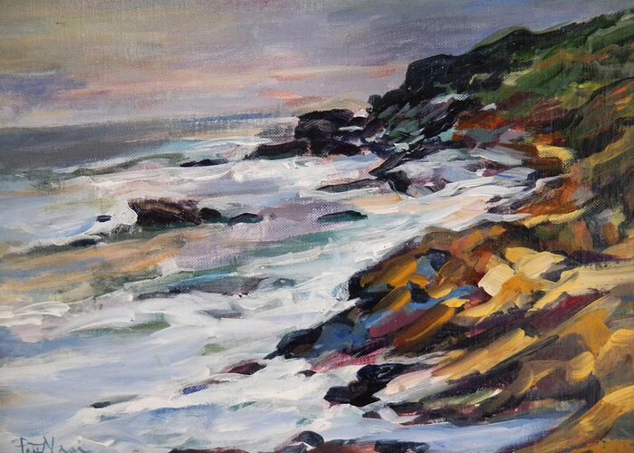 Rocks Greeting Card featuring the painting Black Point by Patricia Maguire