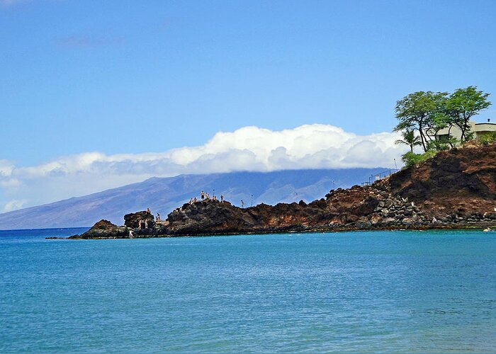 Black Rock Greeting Card featuring the photograph Black Rock Beach and Lanai by Robert Meyers-Lussier