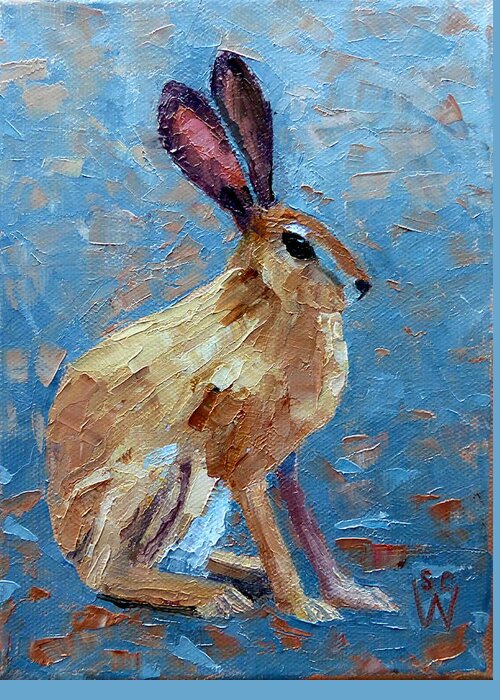 Jackrabbit Painting Greeting Card featuring the painting Black-tailed Jackrabbit by Susan Woodward