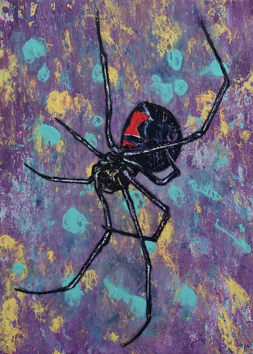 Abstract Greeting Card featuring the painting Black Widow by Michael Creese