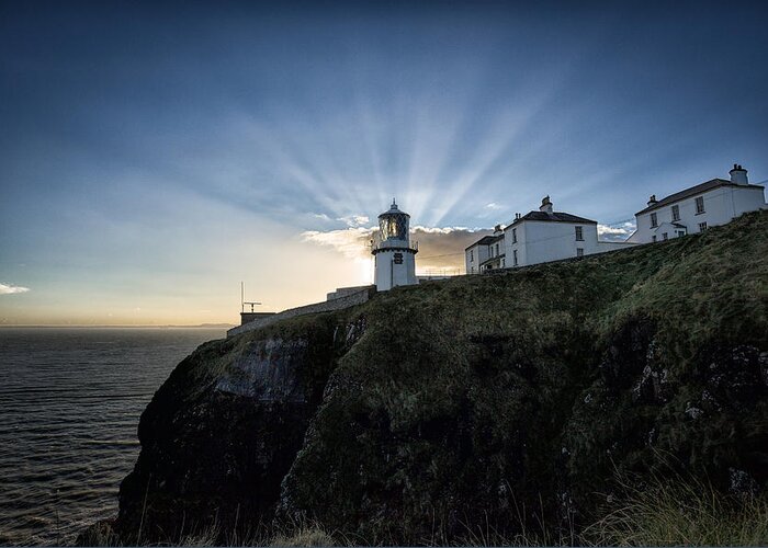 Lighthouse Greeting Card featuring the photograph Blackhead Lighthouse Sunset by Nigel R Bell