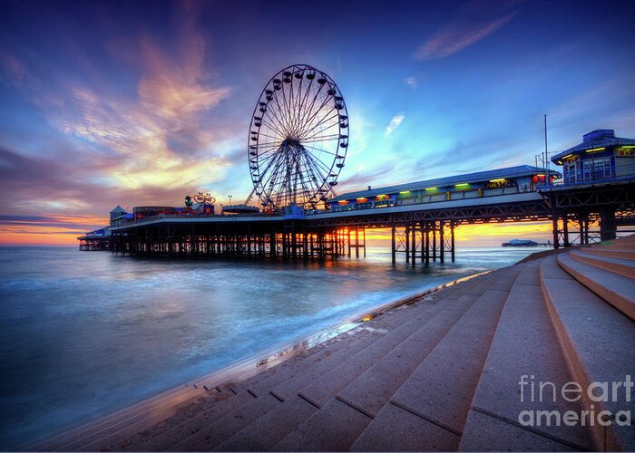 Photography Greeting Card featuring the photograph Blackpool Pier Sunset by Yhun Suarez